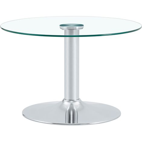 Table basse ronde en verre trempé avec structure métallique stable, diamètre 70 cm, hauteur 45 cm (1/5)
