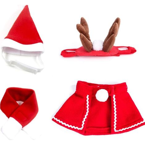 Weihnachtskleidung für Hunde, Weihnachtsmannumhang, Weihnachtsmannmütze, Schal, Hirschmütze (verstellbar)
