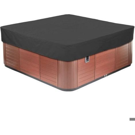 Quadratische Garten-Whirlpoolabdeckung, wasserdichte Poolabdeckung aus 210D Oxford-Gewebe, schwarz, 231 x 231 x 30 cm (1/5)
