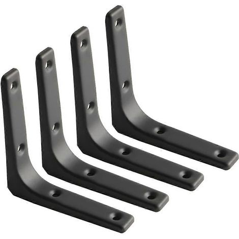 Support mural pour étagère, métal noir mat, décoration d'étagère de cuisine, robuste, 100 mm x mm, lot de 4 pièces - AquaForge (1/5)