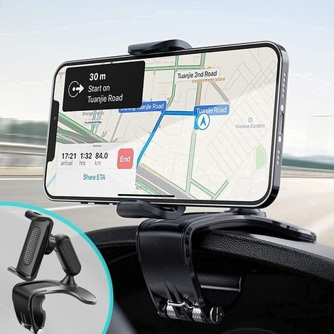 Support de téléphone de Voiture , rétroviseur Multifonction pour Tableau de Bord de Voiture avec Pince à Ressort réglable à 360 °, adapté aux Smartphones de 4 à 7 Pouces (1/5)