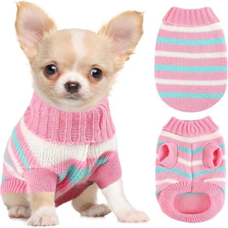 Pull tricoté pour petits chiens (XXS) Chihuahuas Yorkshires Teckels nains chiots chats automne hiver (1/5)