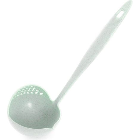Cuillère À Soupe Avec Filtre - Manche Long 23,5 cm - Tête Profonde Pour Soupe Et Riz - En Paille De Blé - 1 Pièce (1/5)