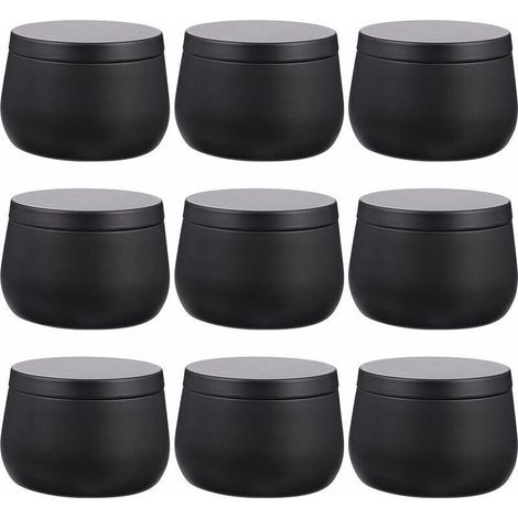 9 Pièces Bougie D' étain Rond en Métal Boîtes Contens Bougie Thé Étain Peut Voyage Vide Pot De Stockage Boîte à Bijoux pour Bougie Faire Noir