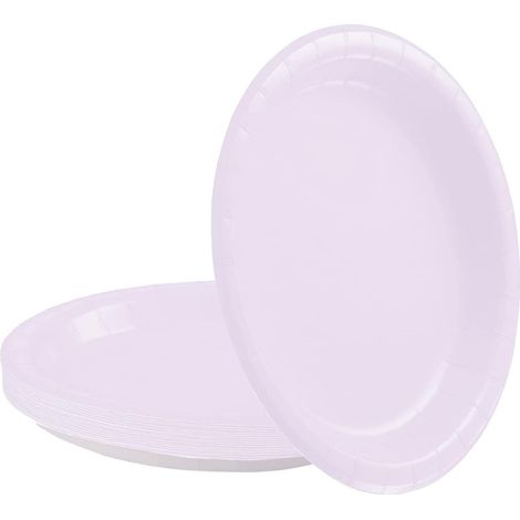 Lot de 16 assiettes en carton violet pastel de 17,8 cm - Assiettes à dessert jetables pour enfants et adultes - Pour anniversaire, Noël, fête de mariage (1/5)
