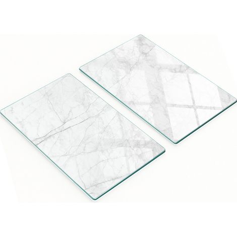 Tableros decorativos multifuncionales de vidrio templado con efecto m谩rmol blanco, 2x30x52 cm.
