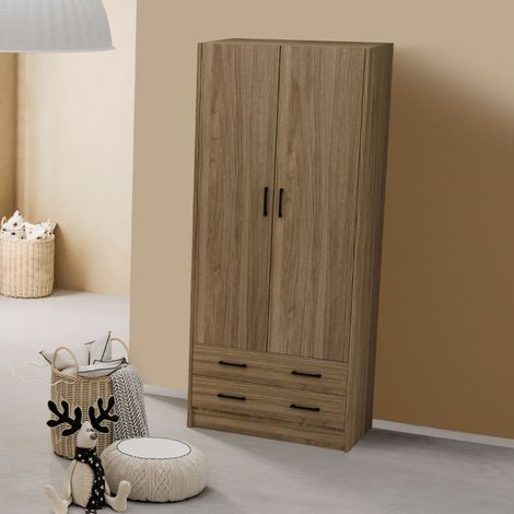Armadio due ante e cassetti 91x52x210h colore noce naturale ARM290C (1/2)