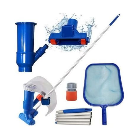 Reinigungsset für Aufstellpools mit Tasche, 1,5 m langer Stange, Skimmernetz, Rechen und Saugkopf (1/5)