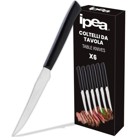 Couteaux de Table à Steak - Lot de 6 - Couteau Tranchant avec Lame Dentelée en Acier Inoxydable pour Couper la Viande et les Aliments pour le Déjeuner et le Dîner - Couteaux pour Maison Cuisine (1/5)