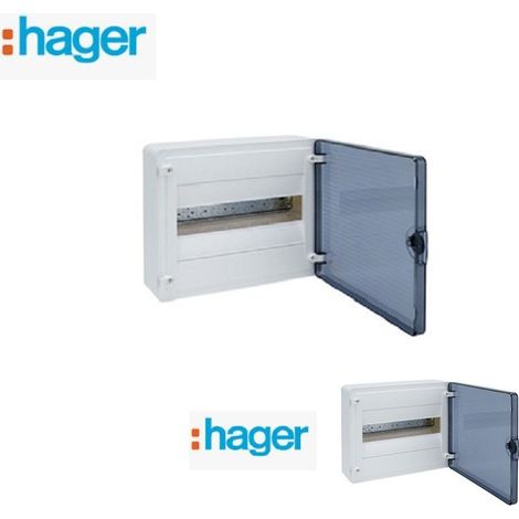 Coffret électrique Apparent 12 modules 1 rangée + porte Transparente Hager VS112T