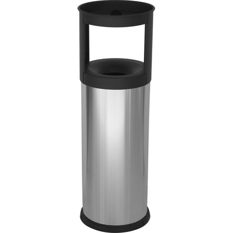 Pattumiera Gettacarte Ø25xh80 cm Autoestinguente Posacenere in Acciaio Inox Argento (1/2)