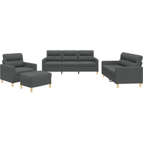 Ensemble de Canapé  Sofas 4 pcs avec coussins Gris foncé Tissu (1/5)