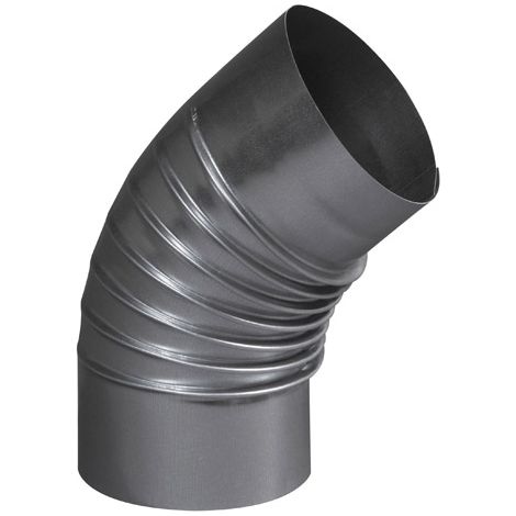 TEN – Coude BR45° plissé aluminium Ø97 mm – Raccord fumisterie 45° – Installation pour appareils à gaz et fioul – Résistance à la chaleur (1/3)