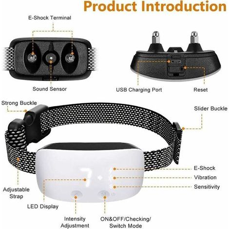 Antibellhalsband für Hunde, Antibellhalsband mit Schock-, Vibrations- und Pieptonfunktion – 7 einstellbare Empfindlichkeitsstufen, wasserdicht, automatisch (1/5)