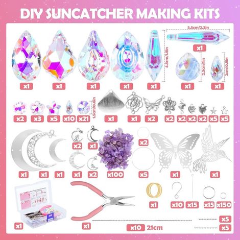 400 Pièces Kits de Fabrication de Attrape-Soleil DIY Colibri Lune Cristal Suncatchers Pendentif à Suspendre pour fenêtre, jardin, Noël, jour de mariage