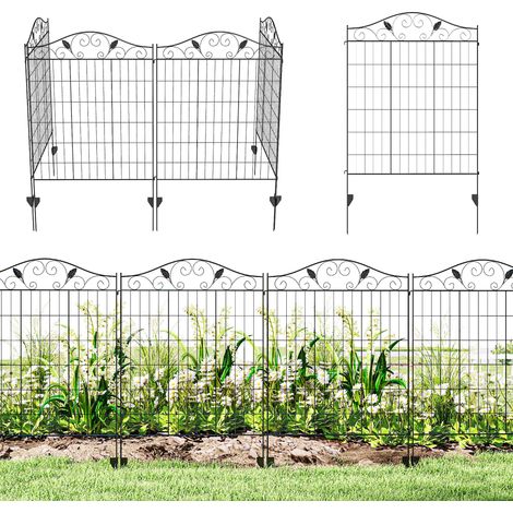 Metal Garden Fence Panels Set, 4 Pieces, 365cm Long x 112cm High, Decorative Landscape Border Edging for Outdoor Spaces