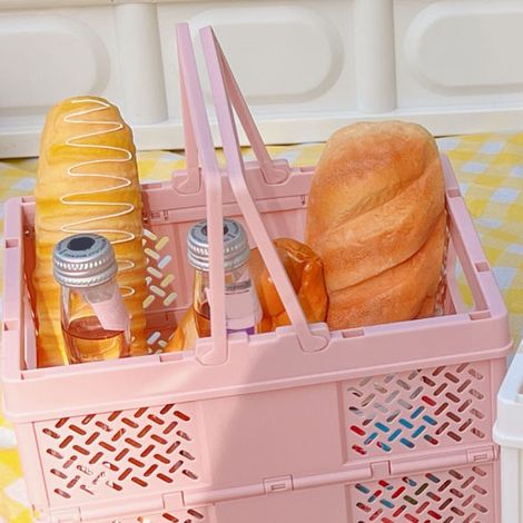 Panier de pique-nique pliable extérieur, style japonais, panier à provisions supermarché, corbeille à linge sale, rose fille, pratique portable, pré-commande (1/5)