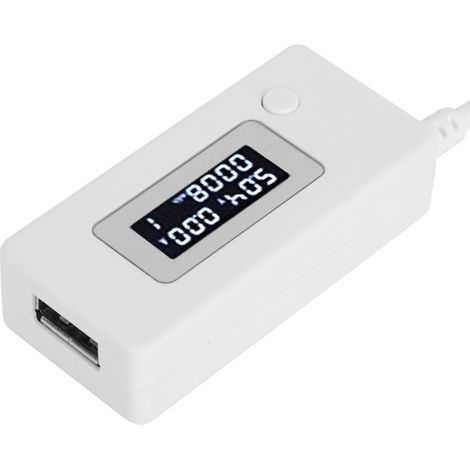 LCD-Display mit Hintergrundbeleuchtung, USB-Detektor, Amperemeter, Voltmeter, Ladekapazitätstester (4–30 V), Weiß (1/5)