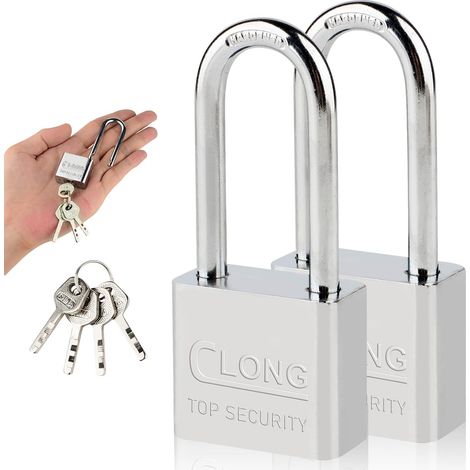 Candado de seguridad con llave y arco largo de 30 mm, 40 mm, 50 mm y 60 mm para taquillas de gimnasio, taquillas de equipaje, unidades de almacenamiento y puertas de garaje (30 mm) (1/5)
