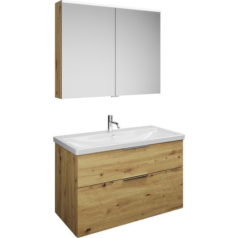 burgbad Eqio Set, compuesto por armario con espejo, lavabo de