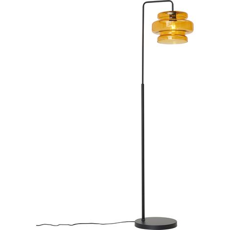 Retro Stehleuchte Schwarz mit orangefarbenem Glas - Denise
