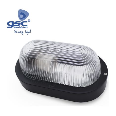 Aplique ovalado de termoplástico negro E27 GSC 0700645