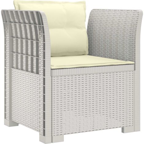 1-Sitzer Sessel mit Kissen Rattan-Look PP Weiß vidaXL (1/5)