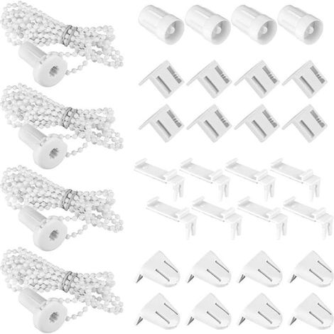 (4 Set) Supports de Store Enrouleur, 17MM Accessoires pour Rideaux et Stores, Fixation Store sans Percage, pour Store Fenetre (Blanc) (1/5)
