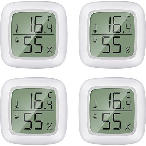 Hygrometer – Innen-/Außenthermometer – 1,57-Zoll-LCD-Bildschirm – ±5 % relative Luftfeuchtigkeitsgenauigkeit – Temperaturbereich -58 bis 158 °F – 4 Stück (1/5)