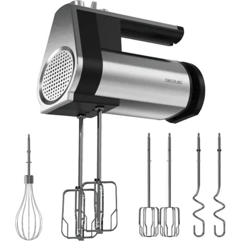 Cecotec Batteur à main PowerTwist 500 Full Steel. 500 W, 5 vitesses plus fonction Turbo, 3 accessoires : fouet ballon