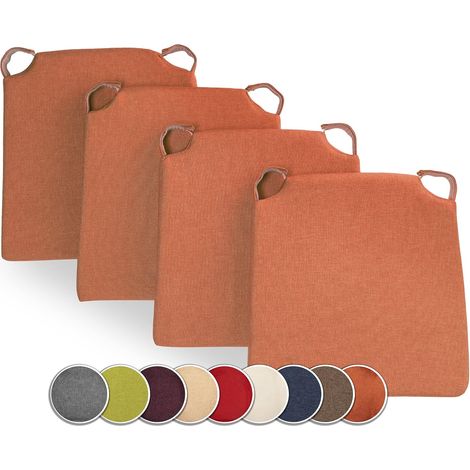 Lot de 4 Coussins de Chaise Trapèze Orange avec Intérieur Extérieur Salon Jardin Terrasse
