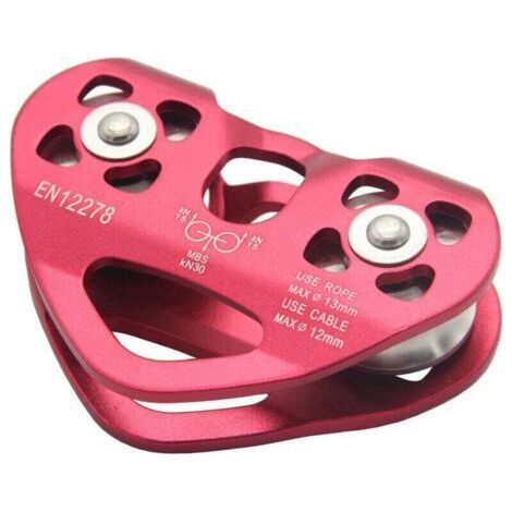 Tandem Pulley Outdoor Climbing Pulley Double Axis High Altitude Lifting and Carrying Steel Cable Zipline Extension Heart-shaped Double Pulley (1/4)