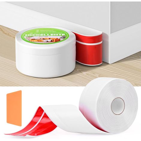 Plinthe flexible autocollante 12 m–50mm x 20mm Montage facile sans perçage, forte adhérence sur les murs, idéale pour les bâtiments anciens et les pièces modernes,plinthe en PVC blanc,pour rénovation (1/5)