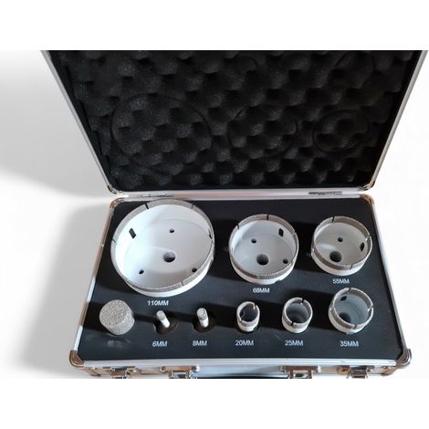 Coffret Forets Diamantés Ø 6 à 110mm + Brazzed  Coupe Précise Pro Carrelage