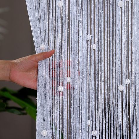 Rideau de perles anti-mouches – 100 x 200 cm – Blanc – Décoratif et pratique (1/5)