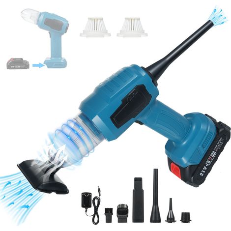SJLERST Aspirateur de voiture portable 4-en-1 avec batterie 1500mAh, haute puissance, 16000PA, multi-buses, pour la voiture, la maison, le bureau et les animaux de compagnie (1/5)