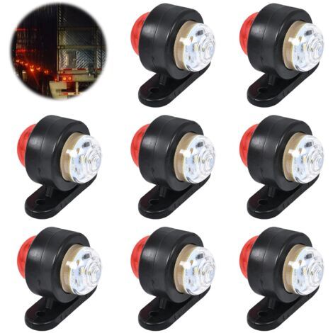 BUNTHAUS Feux de position à LED 12 / 24V : 8 pièces de mini feux de côté, feux de position, étanches pour remorques, camions, voitures, caravanes, camping-cars, blancs et rouges (1/5)