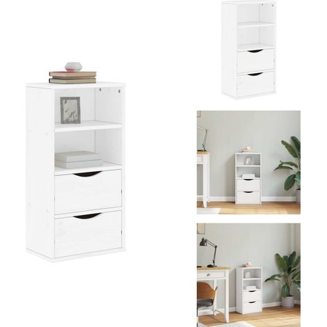Beistellschrank mit Schubladen ODDA Weiß Massivholz Kiefer - Beistellschrank - Beistellschränke - Schrank - Sideboard (1/5)