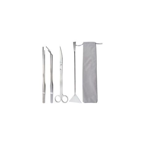 4 en 1 Aquarium Aquascaping Kit, Outils D'Aquarium en Acier Inoxydable, Ciseaux Aquariums Pinces Spatule avec Sac de Rangement Accessoire Aquariums Aquascaping Outil pour Aquarien