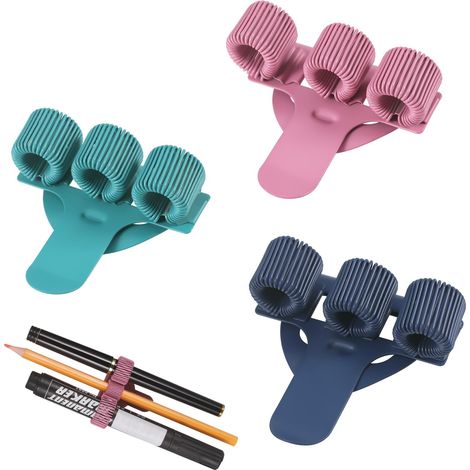 Lot de 3 porte-stylos en acier inoxydable pour infirmière Porte-stylos à 3 compartiments avec anneau à ressort - Accessoire de soins pour infirmière et médecin (3 couleurs) (1/5)