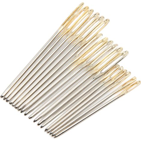 18 aiguilles à coudre à gros chas, dorées, stables et faciles à utiliser, pour la couture à la main. Fournitures pour la couture domestique. (1/5)