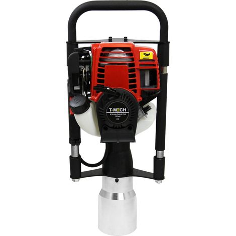 T-Mech - Battipalo con Accessorio Diametro 120mm Motore Benzina 4 Tempi per Fissare Pali, Paletti e Staccionate con Valigetta e Kit di Montaggio