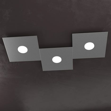Plafoniera moderna top light eccentric 1156 3l gx53 led metallo lampada parete soffitto, finitura metallo grigio-antracite