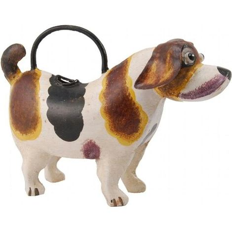 Gießkanne Metall 13x37x27cm Hund weiß/braun