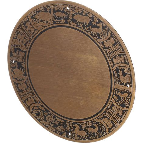 Plaque de façade/arrière meuble antique en laiton, motif zodiaque (1/5)