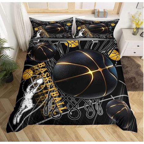 Basketball Housse de Couette 200x200cm Sportiste Slam Dunk Parure de Lit Basketball Ensemble de Literie Gaming Sports Décor - S6I (1/4)