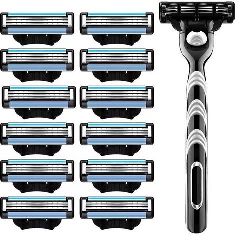rasoir electriques hommes-Rasoir manuel pour homme — Cartouche à 3 lames universelle et manche,1 manche +1 manche + 16 lames + étui de rangement — [À trois niveaux]