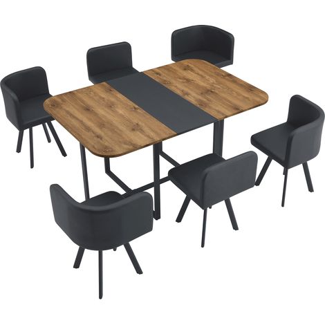 GagaEnsemble table à manger extensible 4 à 6 places noir bois (1/5)