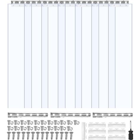 Protection Froid et Chaleur Rideau à Lamelles Transparentes PVC 107x213,4 cm 7 Bandes 2 mm Chevauchement 50% (1/5)