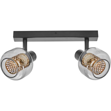 OSRAM DECOR Spot Firefly Applique murale, 2 x 2,8 W, E14, 500 lm, 2700 K, blanc chaud, gradable, IP20, métal/verre, noir, LED incluses et interchangeables (1/5)